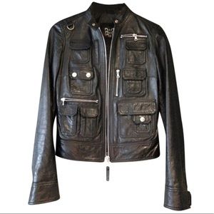 D&G | Dolce & Gabbana Black Leather Moto Jacket | Size 40 IT (US 4)
